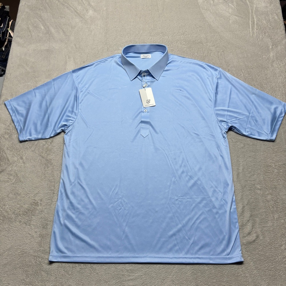Collars & Co. Polo Shirt Mens 3XL English Spread Light Blue Performance NEW